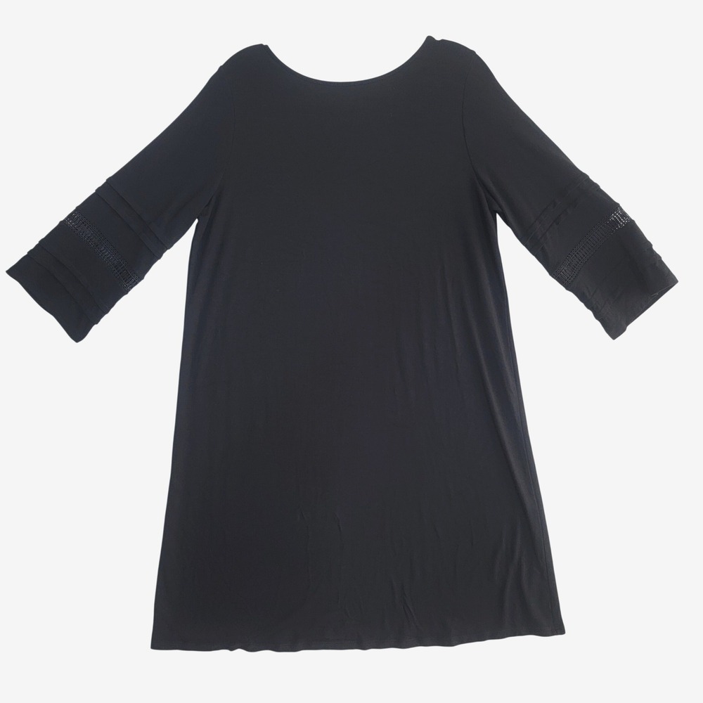J. Jill Wearever Dress Women PM Black 3/4 Sleeve Crochet Lace Shift Petite